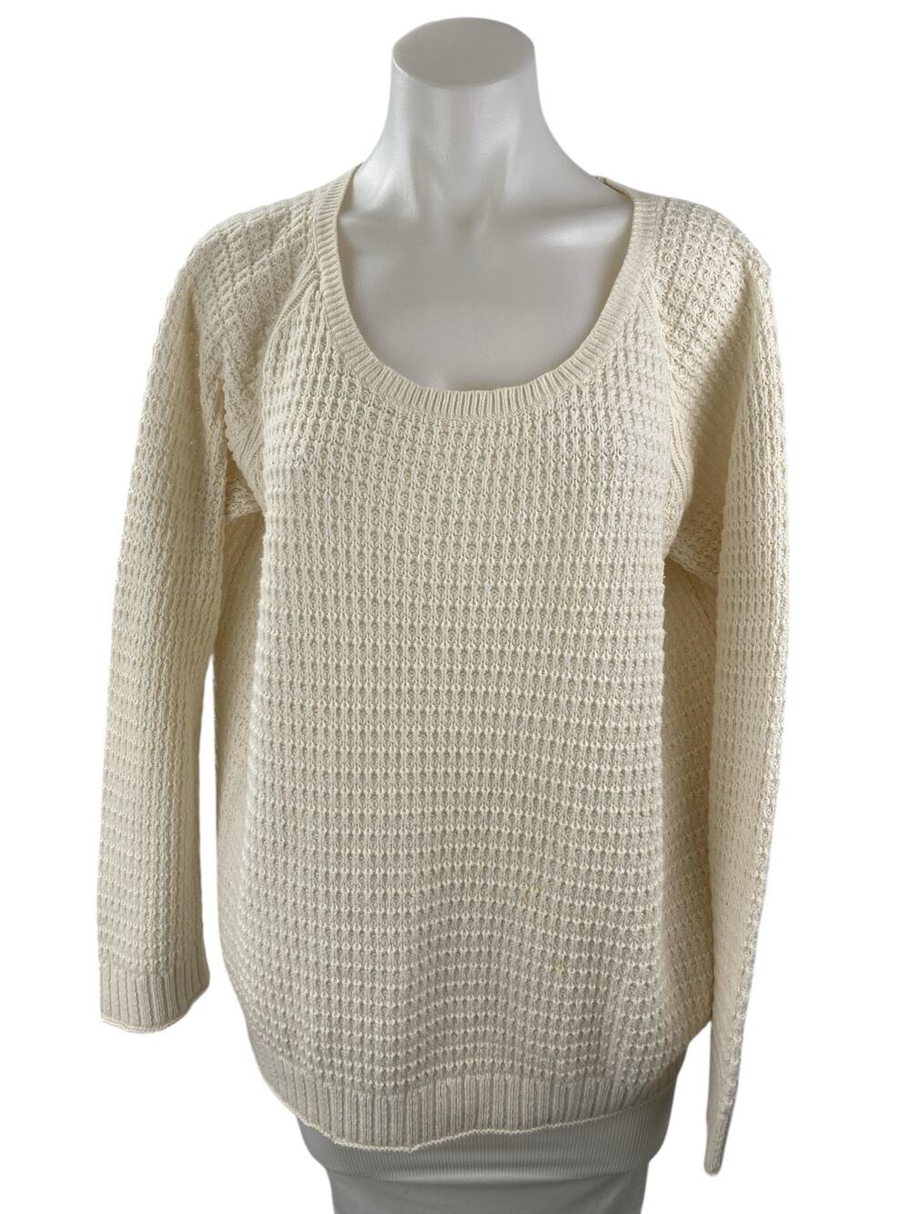 Gap Women's Cream Knit Long Sleeve Scoop Neck Relaxed Sweater Top Size XXL